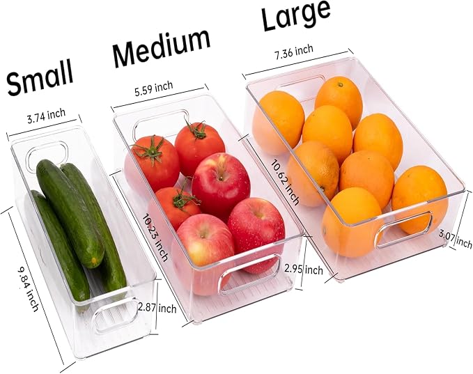 9 Pack Refrigerator Organizer Bins | 3 Sizes Clear Pantry Storage with Handles for Fridge, Freezer, Shelves, Drawer, Bins, Snack Organizer for Home & Kitchen - Image 2