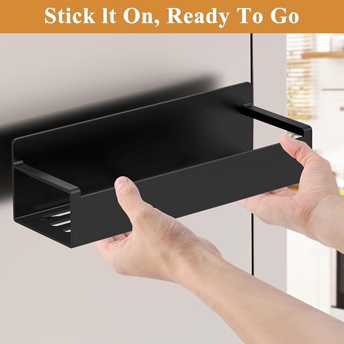 6 Pack Magnetic Spice Rack Organizer for Refrigerator and Oven, Matt Black Fridge Organizers and Storage for Kitchen - Image 5