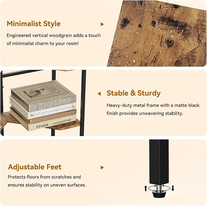 CADUKE Pedestal Sink Storage, 2 Pack Bathroom Under Vanity Storage Shelf | Under Sink Organizer Shelf, Bathroom Organizers Rack Stand, 3 Tier Wooden Corner Shelves, For Small Space, Rustic Brown - Image 7