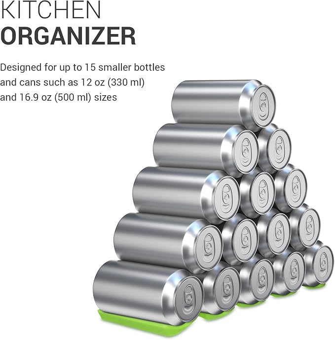 kwmobile Bottle Stacking Mat - Refrigerator Organizer to Stack Bottles, Cans, Beer, Soda - Non-Slip Holder Rack - Image 4