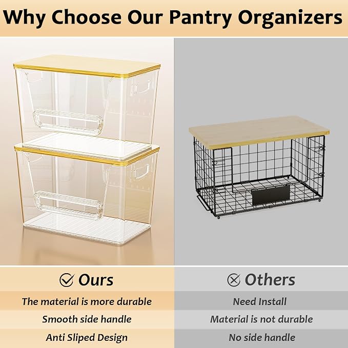 Delamu 3 Pack Pantry Organizers and Storage,Trash Bag Dispenser with Bamboo Top,Stackable Trash Bag Dispenser Under Sink Organizer for 4-30 GalBags,Onion,Potato,Fruits,Clear - Image 4