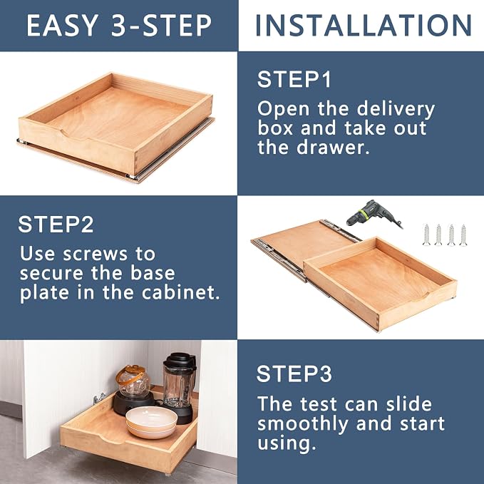 Pull Out Cabinet Drawers - 6x2 Size Options (12-23'W,18-21'D), Pre-Assembled with Soft Close Slides, Solid Beechwood, Easy Installation(29'W x 21'D) - Image 8