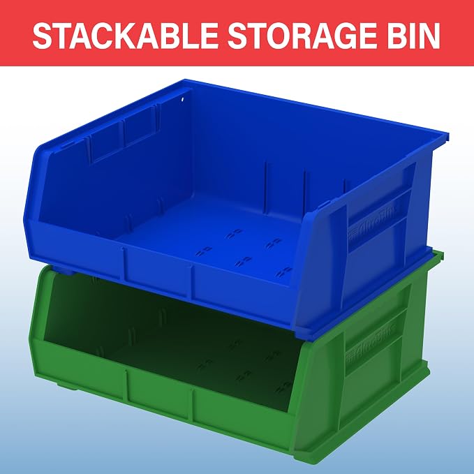 Akro-Mils 30250 AkroBins Plastic Storage Bins, 15"x16"x7", Blue, 6-Pack | Space-Saving Stackable Bins for Garage, Pantry, Craft Organization - Image 5