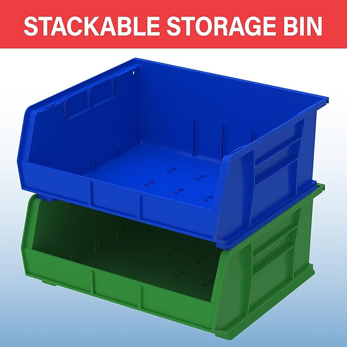 Akro-Mils 30250 AkroBins Plastic Storage Bins, 15"x16"x7", Black, 6-Pack | Space-Saving Stackable Bins for Garage, Pantry, Craft Organization - Image 5