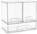 Sorbus Acrylic Storage Containers - 3 Pack, Stackable Storage Bins Set for Bathroom Organization - Clear Acrylic Drawer Organizers - Makeup Case Pull-Out Drawers (7.6’’ Tall and 12.1’’ Wide) by Sorbus