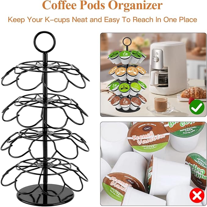 KIMIUP Coffee Pod Holder, K Cup Organizer Compatible with K-Cups(36 Pods) | Kitchen Detachable Coffee Pod Organizer for Countertop, Spins 360-Degrees - Image 8