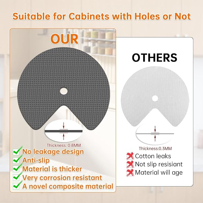 4 Pack 26In Lazy Susan Shelf Liner, Upgraded Composite Materials Circle Lazy Susan Liner for Kitchen Cabinets, Non Adhesive Liners Mats for Shelf Drawer Refrigerator Cupboard (4 Pack-Gray) - Image 2