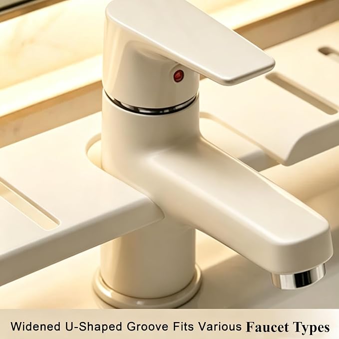 Vertical Faucet Storage Rack, Over the Sink Shelf, No-Drill Faucet Rack for Bathroom & Kitchen Countertop, Space-Saving Toiletry Organizer- Easy Drainage (Black,19.6in/50cm) - Image 2