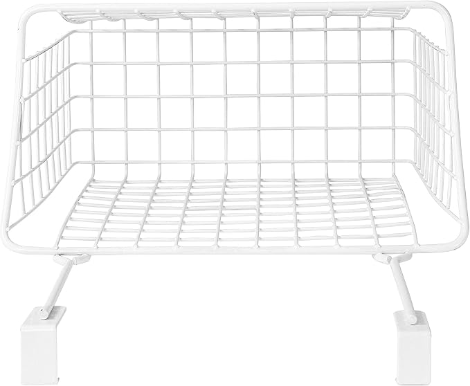 Spectrum Large Over Cabinet Door Organizer White Wire Storage Basket for Kitchen Bathroom, Steel Hanging Cabinet Storage Organizer Basket Design Fits 0.75 Inch Cabinet Doors - Image 6