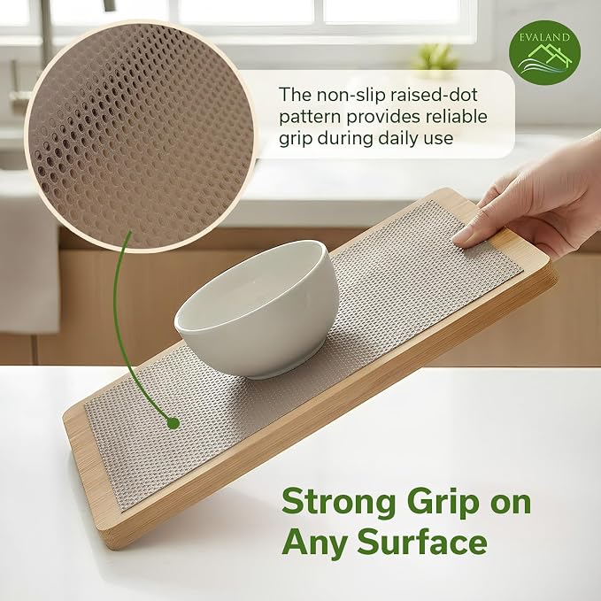 EVALAND Shelf Liner Cabinet Liner Non-Adhesive Drawer Liner 17.7 in x 33 FT | Non-Slip, Washable, Waterproof, Fridge Liners, Contact Paper, Shelf Liners for Cabinets, Kitchen, Refrigerator, Beige - Image 7