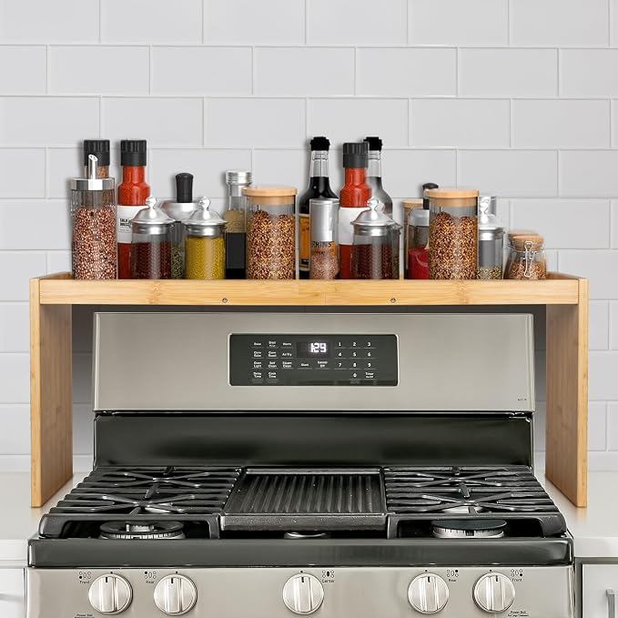 Over the Stove Spice Shelf for Kitchen,33" Over Stove Spice Rack Organizer | Stove Top Shelf, Stove Shelf for Back of Stove,Above Stove Shelf Spice for Kitchen by FoverOne