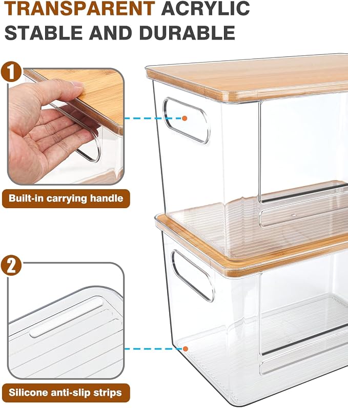 Trash Bag Holder, Acrylic Garbage Bag Dispenser with Bamboo Top | Extra Large Trash Bags Dispenser Under Sink for Kitchen, Pantry, Laundry Room, Cabinet Organizer and Storage (1 PACK) - Image 4