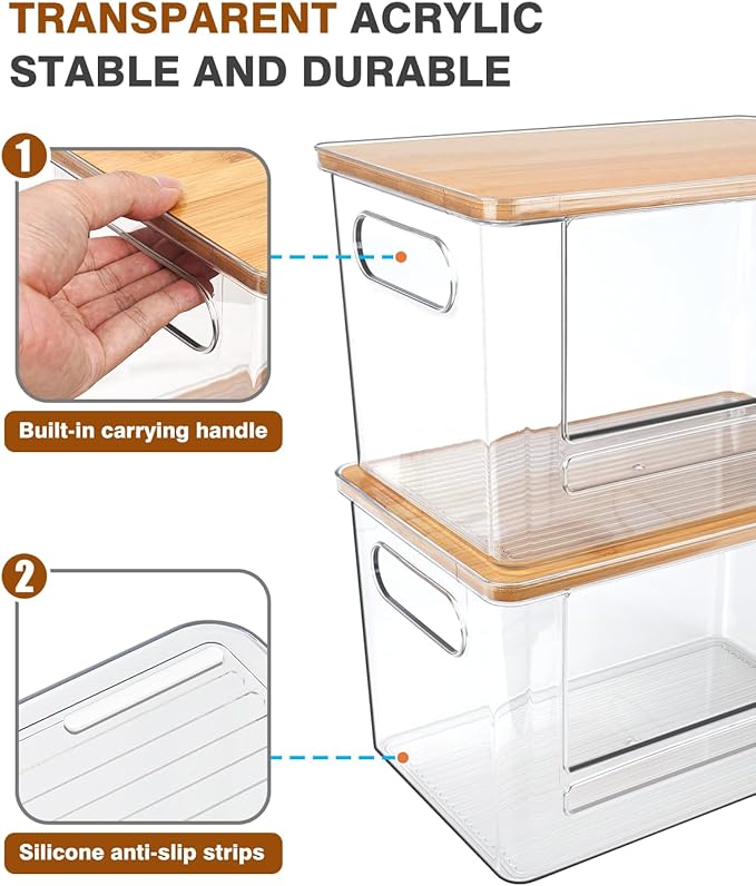 Trash Bag Dispenser 2 Pack (XL+S) - Trash Bag Holder with Bamboo Top | Acrylic Garbage Bags Dispenser Under Sink Organizer for Pantry, Kitchen, Laundry Room, Cabinet 2 Pack (XL+S) - Image 7
