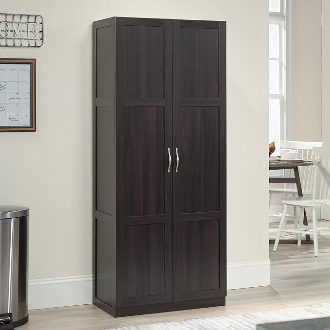 Sauder Storage Cabinet/ Pantry cabinets, 29.61 " x D: 16.02 " x H: 71.50", Cinnamon Cherry finish - Image 2