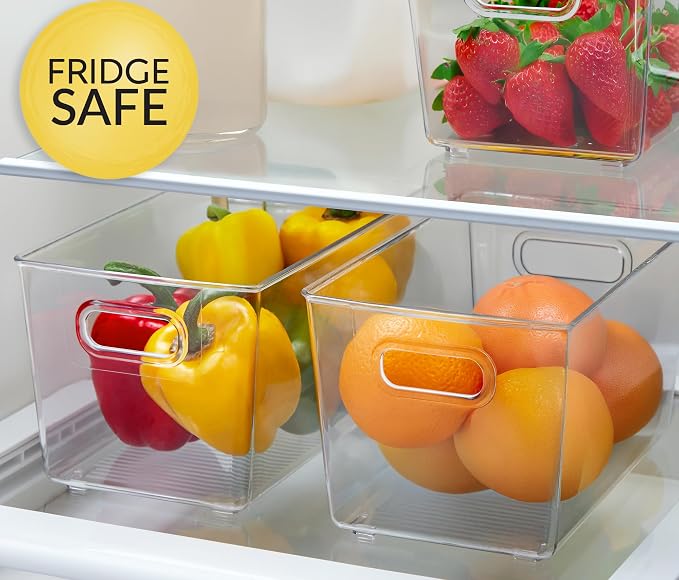 Set of 4 Clear Plastic Storage Bins With Handles, Containers To Organize Pantry, Fridge, Cabinet, Kitchen, Countertop, Closet, Cupboard, Home Organization and Storage - Image 6