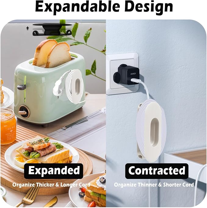 Upgraded Silicone Cord Organizer for Kitchen Appliances, 3-Pack, White | Stick-On Power Cord Wrapper for Mixers, Coffee Makers & Pressure Cookers, Durable Wire Holder & Cable Management Solution - Image 3