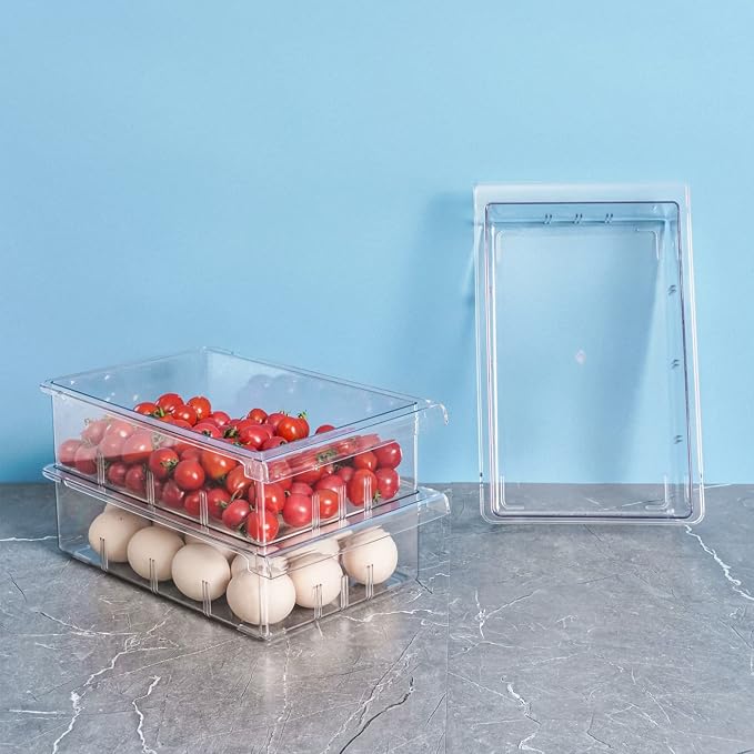 1Pack Refrigerator Organizer Bins Refrigerator Drawer Fridge Organizers | 1Pack Refrigerator Organizer Fridge Egg Drawer, Pull-out Fridge Storage Box Refrigerator Egg Drawer - Image 3