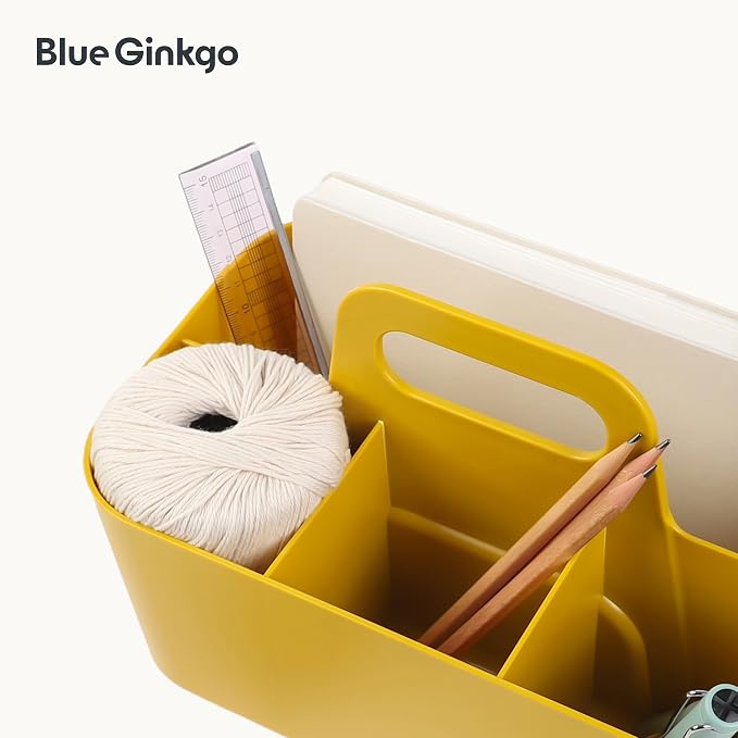 BLUE GINKGO Stackable Organizer Caddy, Rectangle, Yellow, Made in Korea | Portable. Adjustable. Home, Office & School Storage. - Image 7