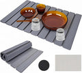 Large Diatomite Kitchen Counter Drying Mat – 24”x16”, Aesthetic Stone Mat for Dishes, Roll-Up Space-Saving & Quick-Drying Stone Rack by PEAKCLOUDS