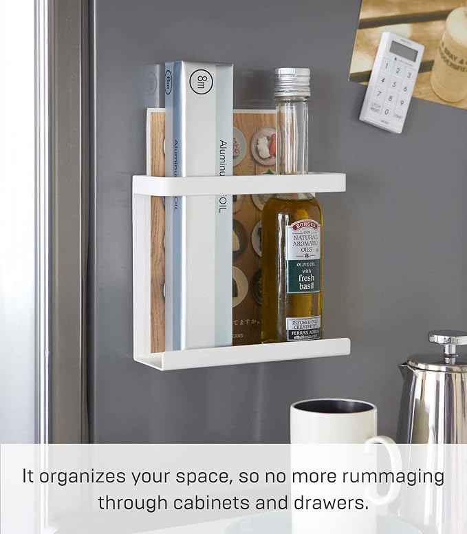 Yamazaki Home Magnet Wrap or Aluminim Foil Holder - Kitchen Storage, Magnetic Organizer - Steel | Sleek steel magnetic wrap organizer. A smart fit for modern homes. Designed for convenient home organization. Saves space. - Image 6