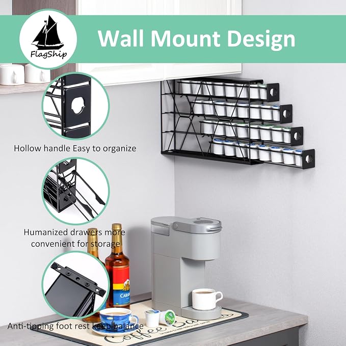 Flagship K Cup Holder for Keurig Pods Coffee Pod Storage 4 Tier K Cup Drawer Organizer for Counter (32 Pods Capacity) - Image 3
