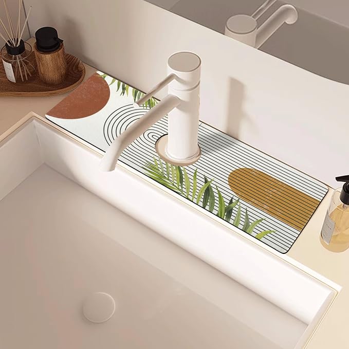Sink Faucet Absorbing Mat, 2 Pack Drying Mat Around Faucet Sink Splash Guard Behind Faucet Sinkmat For Kitchen Bathroom Island Rv 15 * 5.5 Inch (38 * 14 cm) - Image 6
