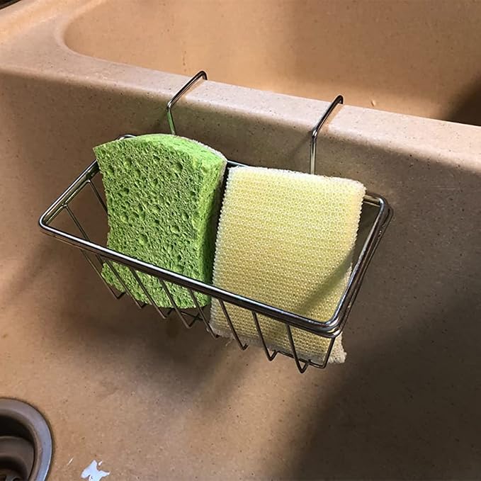 Stainless Steel Sponge Holder for Kitchen Sink | Rust Resistant, Quick Drying, Holds Sponges & Brushes, Stable Over Divider, Space Saving, Large Capacity - Image 5