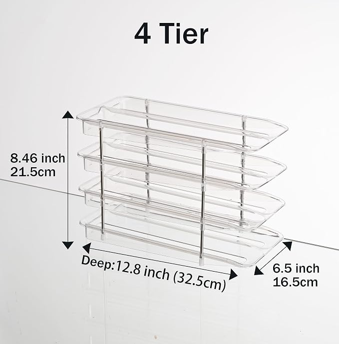 Egg Holder,4 Tier Clear Organizer with Auto-Roll Design, Adjustable Height Egg Storage Container Holds Up to 56 Eggs for Refrigerator,Kitchen Cabinet - Image 3
