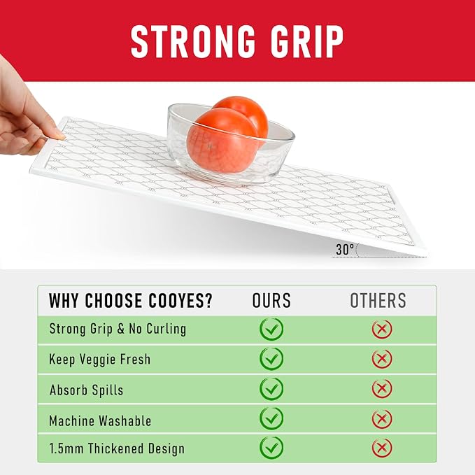 Cooyes Non Slip Refrigerator Liners, 2 in 1 Absorbent Fridge Liners and Fresh Mats Machine Washable, Refrigerator Shelf Paper for Glass Shelves Kitchen Cabinet Drawer - Image 3