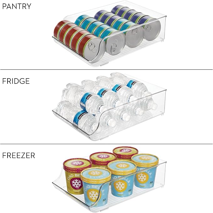 iDesign Water Bottle Organizer and Soda Can Dispenser for Refrigerator or Pantry - Set of 3 - Clear - Image 7