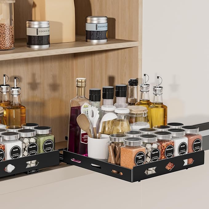 BOIVSHI Spice Rack for Cabinet, 10.5" Wx10.5 Dx2.8 H | 1 Tier Spice Racks for Inside Cabinets, Metal Cabinet Spice Organizer for Kirchen, Pantry, Easy to Assemble, Black - Image 9