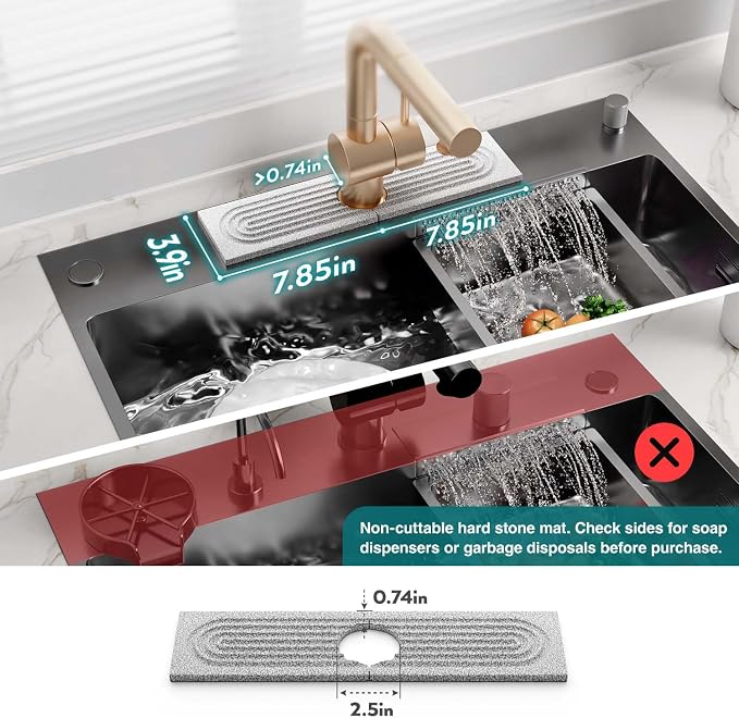 Stone Faucet Mat for Kitchen Sink, Food-Grade Diatomite Stone Drying Mat for Kitchen Counter, 2026 Upgraded Dishwasher-Safe & Ultra Absorbent, Stone Dish Matt for Bottles Utensils (15.7" x 3.9") - Image 3