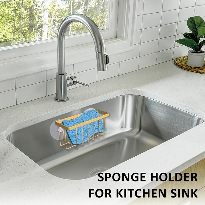 SHFKS Sponge Holder for Kitchen Sink,Gold Sponge Holder,Kitchen Sink Caddy (Gold) - Image 5