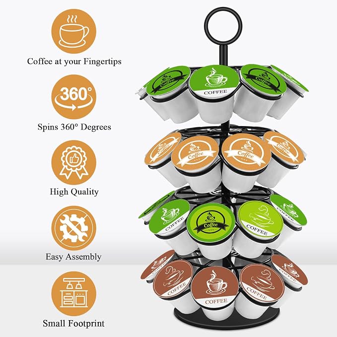 KIMIUP Coffee Pod Holder, K Cup Organizer Compatible with K-Cups(36 Pods) | Kitchen Detachable Coffee Pod Organizer for Countertop, Spins 360-Degrees - Image 2