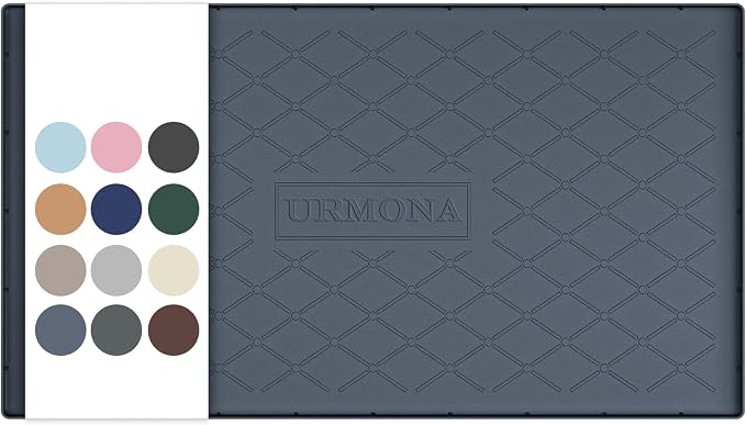 URMONA 40" x 22" Waterproof Silicone Mat in Multiple Sizes & Colors, Under Sink Mat for Kitchen & Bathroom, Pet Food Pad for Dogs & Cats, Kitchen Cabinet Liner, Multi-Purpose for Storage(Dark Grey) by URMONA