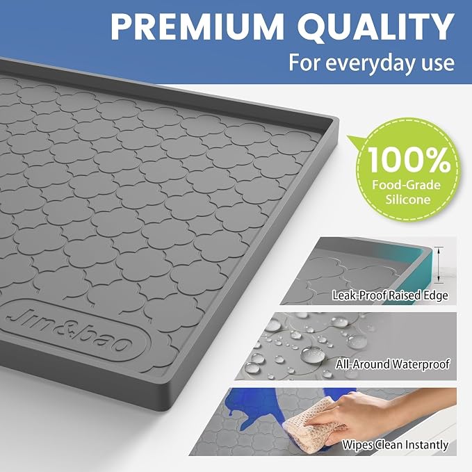 Jin&Bao Under Sink Mat 22" x 19" Waterproof Silicone Cabinet Kitchen Liner | Silicone kitchen cabinet protector, bathroom shelf liner, raised edge traps leaks, anti-slip, easy to clean & dishwasher safe - Image 2
