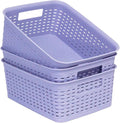 Plastic Storage Baskets for Cabinets, Household Pantry Organization with Handle,Organizer Bins for Room,Bathrooms,Under-Sink,Kitchen (Purple, S-3PACK) by Soddeph