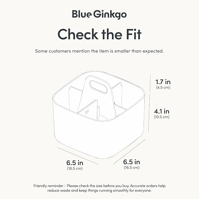 BLUE GINKGO Stackable Organizer Caddy, Square, White, Made in Korea | Portable. Adjustable. Home, Office & School Storage. - Image 3