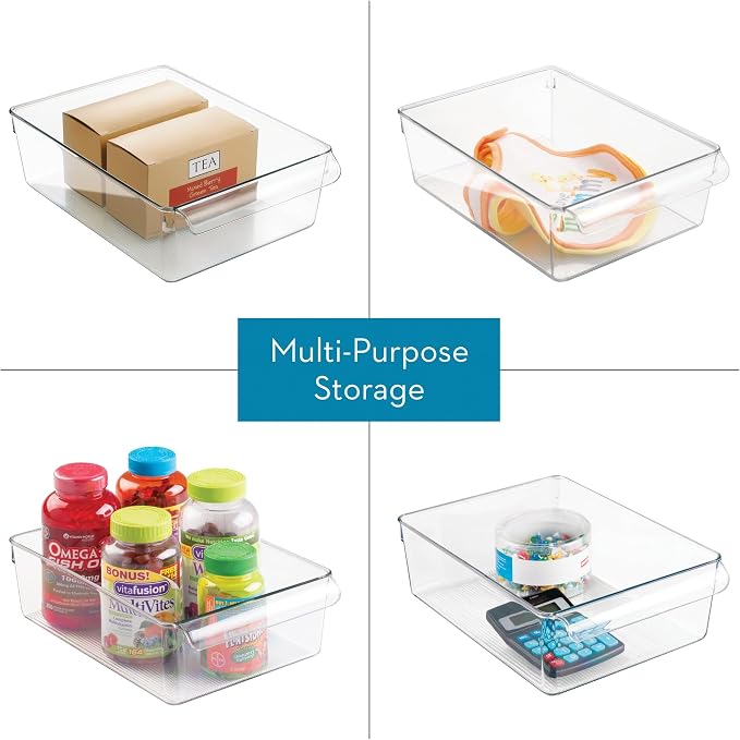 iDesign Fridge Storage Bin with Handle, Set of 2, Clear | Fridge Tray, For Cheeses and Snacks - Image 4