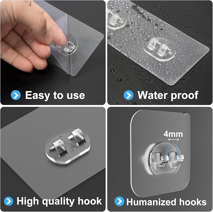 12 Pack Adhesive Replacement, Strong Adhesive Hooks, Waterproof Adhesive Strips, No Drilling, for Bathroom Storage Shelves and Kitchen Racks - Image 4