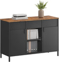 SONGMICS Storage Cabinet, Metal Cabinet, Sideboard with 2 Doors, 15.7 x 43.3 x 29.9 Inches, Magnetic Closure, Adjustable Shelves, Steel Frame, Rustic Brown and Matte Black ULSC204B01 by Unknown