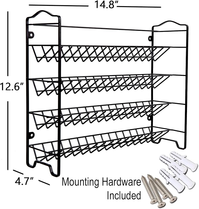 SWOMMOLY Spice Rack Organizer with 32 Glass Spice Jars and 396 Spice Labels | Chalk Marker, Funnel - Spice Organizer for Cabinet, Countertop, Pantry, Cupboard & Wall Mount, 14.8" W × 12.6" H, Black - Image 6