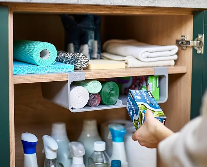 Joseph Joseph CupboardStore Under Shelf Storage Film, Foil and Bag Organizer, for Larger Rolls and Boxes, Fits Kitchen Units Over 13 in Wide, Large - Image 5