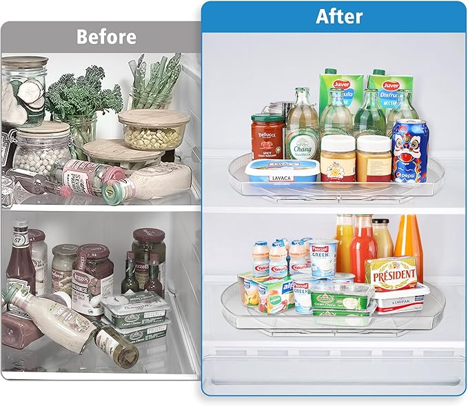Lazy Susan Turntable for Refrigerator, Square Turntable Organizer for Fridge Cabinet, Pantry, Countertop | 16.5" x 11.1" (Rectangle 1 Pack - Clear) - Image 5