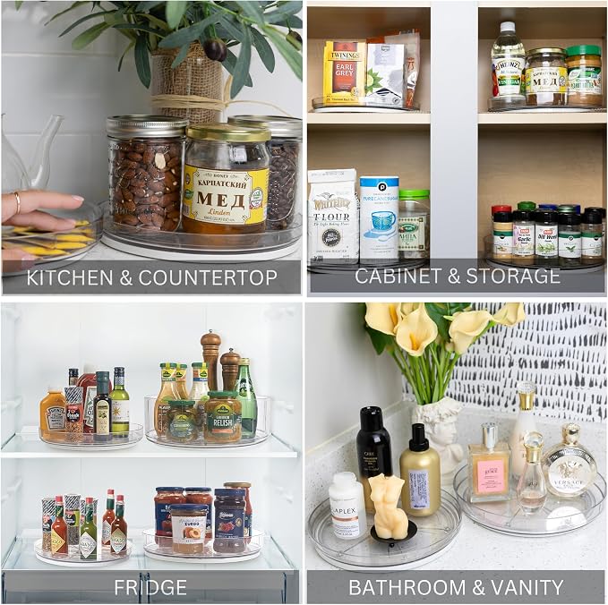 NOSTALGIQ 3-Pack Lazy Susan Organizer | Rotating Pantry Organizers and Storage | Clear Lazy Susan for Table Top, Cabinet Organizer, Perfume Organizer, Spice Rack Organizer (9", 10", 11") - Image 7