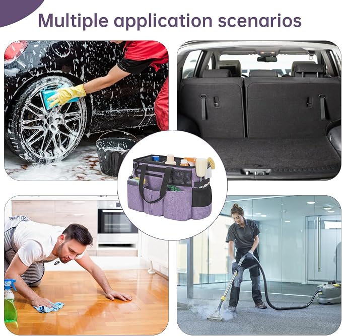 IBVIVIC Wearable Cleaning Caddy Bag for Cleaning Supplies, Purple | Cleaning Organizer Tote Bag with Handle & Shoulder Straps Kitchen Cleaning Supplies Storage Bag for Cleaners & Housekeepers - Image 6