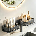 15.7 Inch Over the Sink Shelf, No-Drill Countertop Caddy for Toiletries & Skincare, Rust-Proof Carbon Steel & Aluminum, Fits Most Faucets,（Gray） by Unknown
