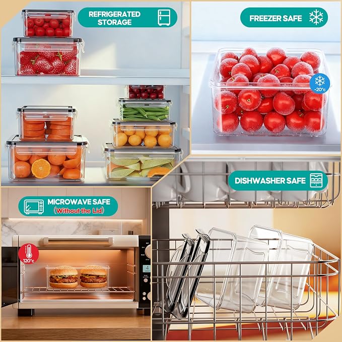 40 Pcs Food Storage Containers with Lids Airtight (20 Lids & 20 Containers) | Reusable Plastic Leakproof Meal-Prep Container for Kitchen Storage Organization Microwave/Dishwasher Safe with Labels & Pen - Image 5