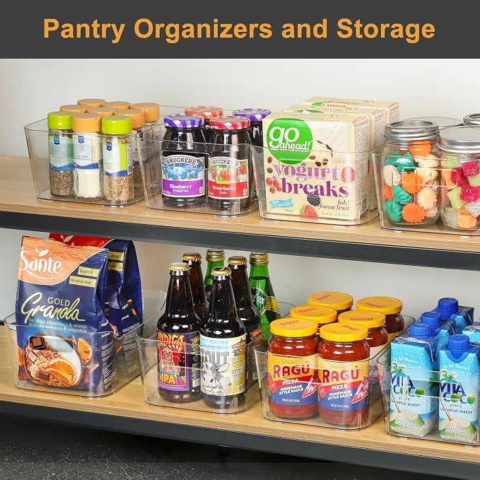 Heyuzb Pantry Organizers and Storage, 12 Pack Clear Plastic Storage Bins | clear and durable, multi-uses, good quality for pantry and kitchen organization - Image 2