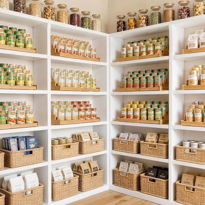 Artcochan 3 Tier Expandable Bamboo Can Rack Organizer for Pantry，Adjustable Pantry Organizers Holds Up to 24 Soda Cans,Canned Food Storage for Kitchen Cabinet Countertop - Image 7